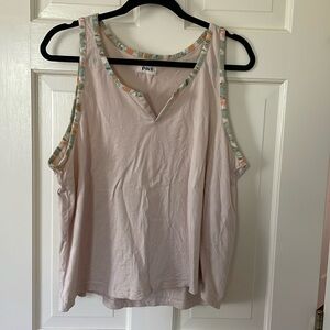 Pact Beige Organic Cotton Casual Watercolor Color Pullover Tank Top Womens Sz XL